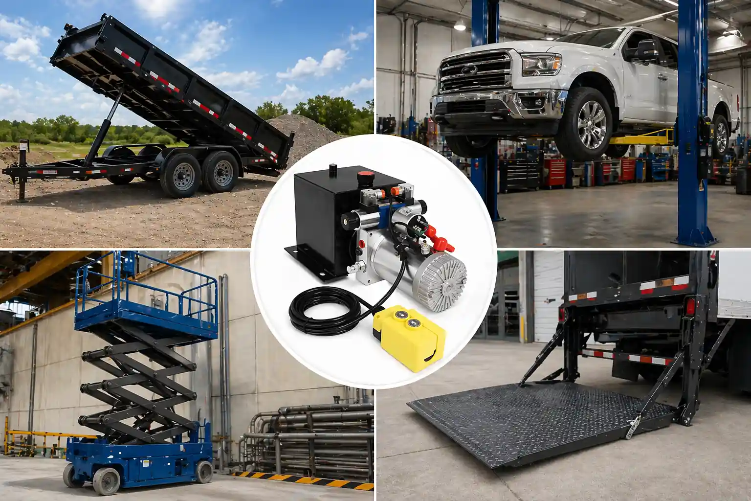 12v double acting hydraulic pump for dump trailer, lift gate, car lift and scissor lift