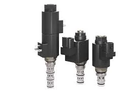 cartridge solenoid valve series lineup Multiple solenoid cartridge valve models with integrated coils and spools, designed for precise flow control in hydraulic integrated circuits.