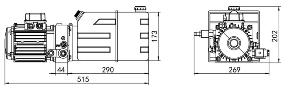 dock leveler hydraulic pump dimensions specification