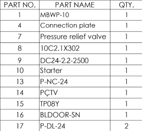 hydraulic liftgate pump parts list
