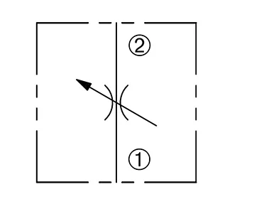 Cartridge Needle Valve Symbol Hydraulic symbol for cartridge needle valve showing flow from ① to ②