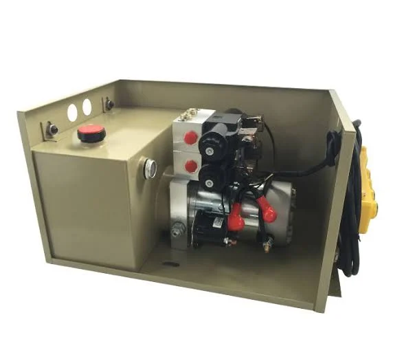 24v hydraulic power pack with steel reservoir, solenoid valves and protective housing