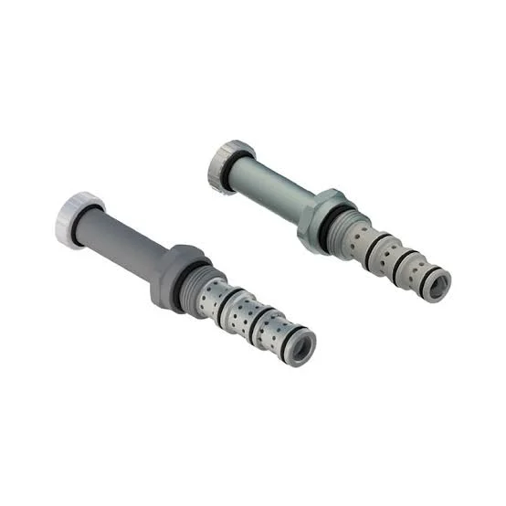 Solenoid cartridge components showing hydraulic valve structure and internal design